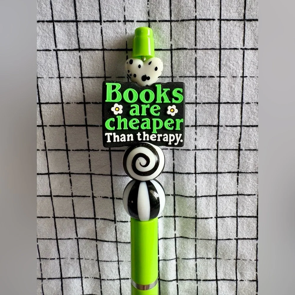 Books are Cheaper Than Therapy Custom Beaded Pen